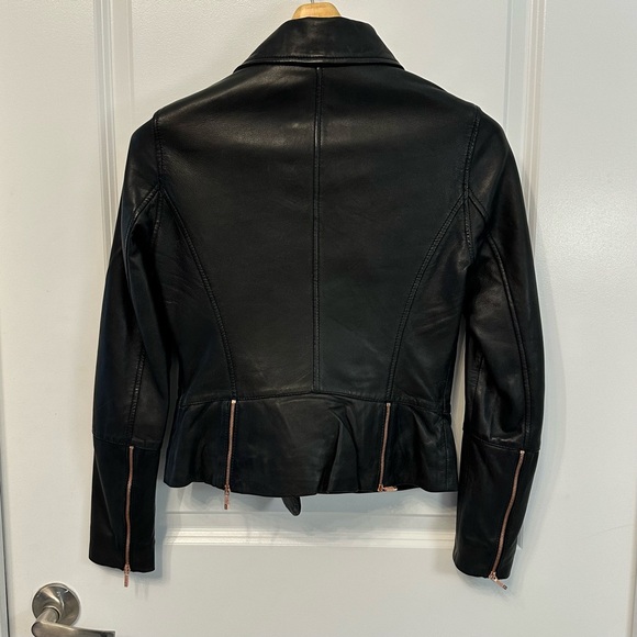Ted Baker Lizia Leather Biker Jacket Rose Gold - Picture 2 of 8